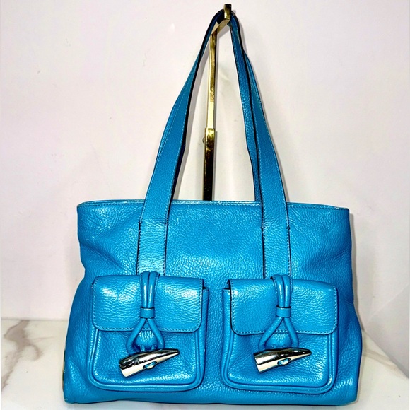 Auth RARE BURBERRY Blue Leather bag - Picture 1 of 13